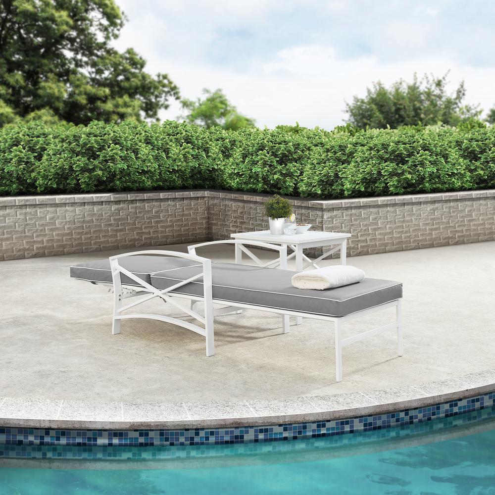 Kaplan Outdoor Metal Chaise Lounge Gray/White. Picture 4