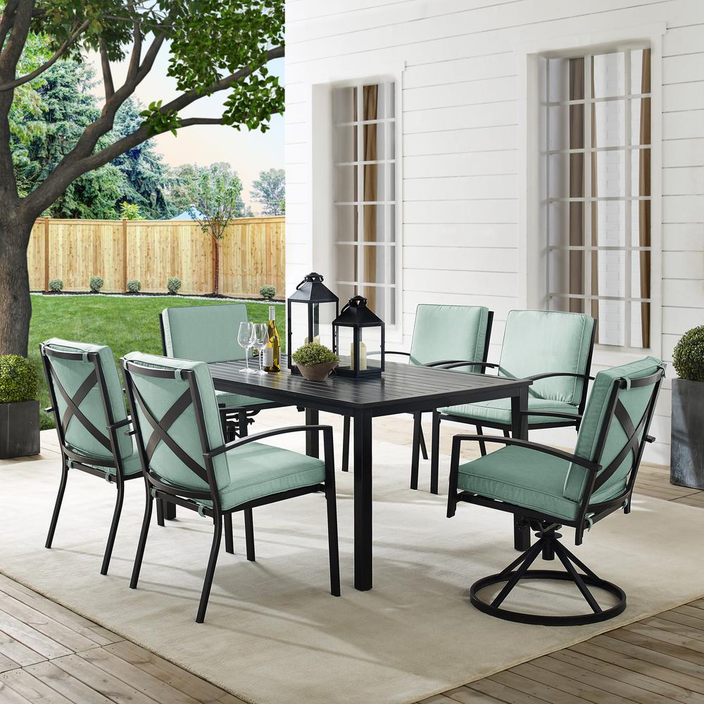 Kaplan 7Pc Outdoor Dining Set - Table, 2 Swivel Chairs, & 4 Regular Chairs. Picture 2