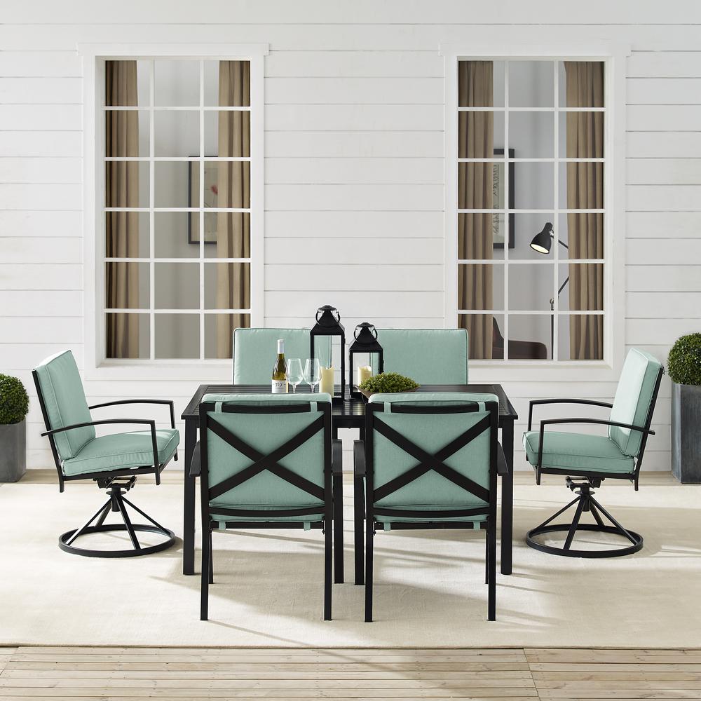 Kaplan 7Pc Outdoor Dining Set - Table, 2 Swivel Chairs, & 4 Regular Chairs. Picture 3