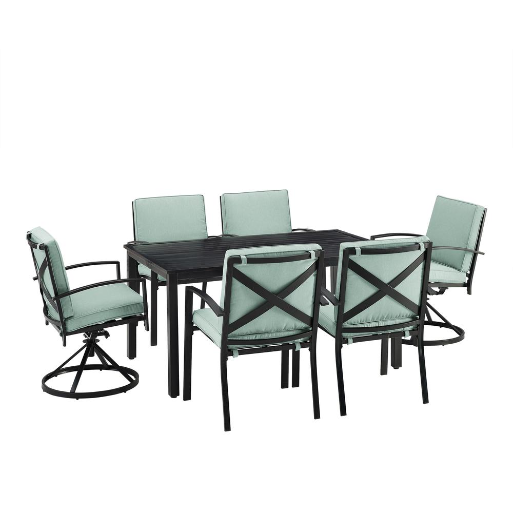 Kaplan 7Pc Outdoor Dining Set - Table, 2 Swivel Chairs, & 4 Regular Chairs. Picture 1