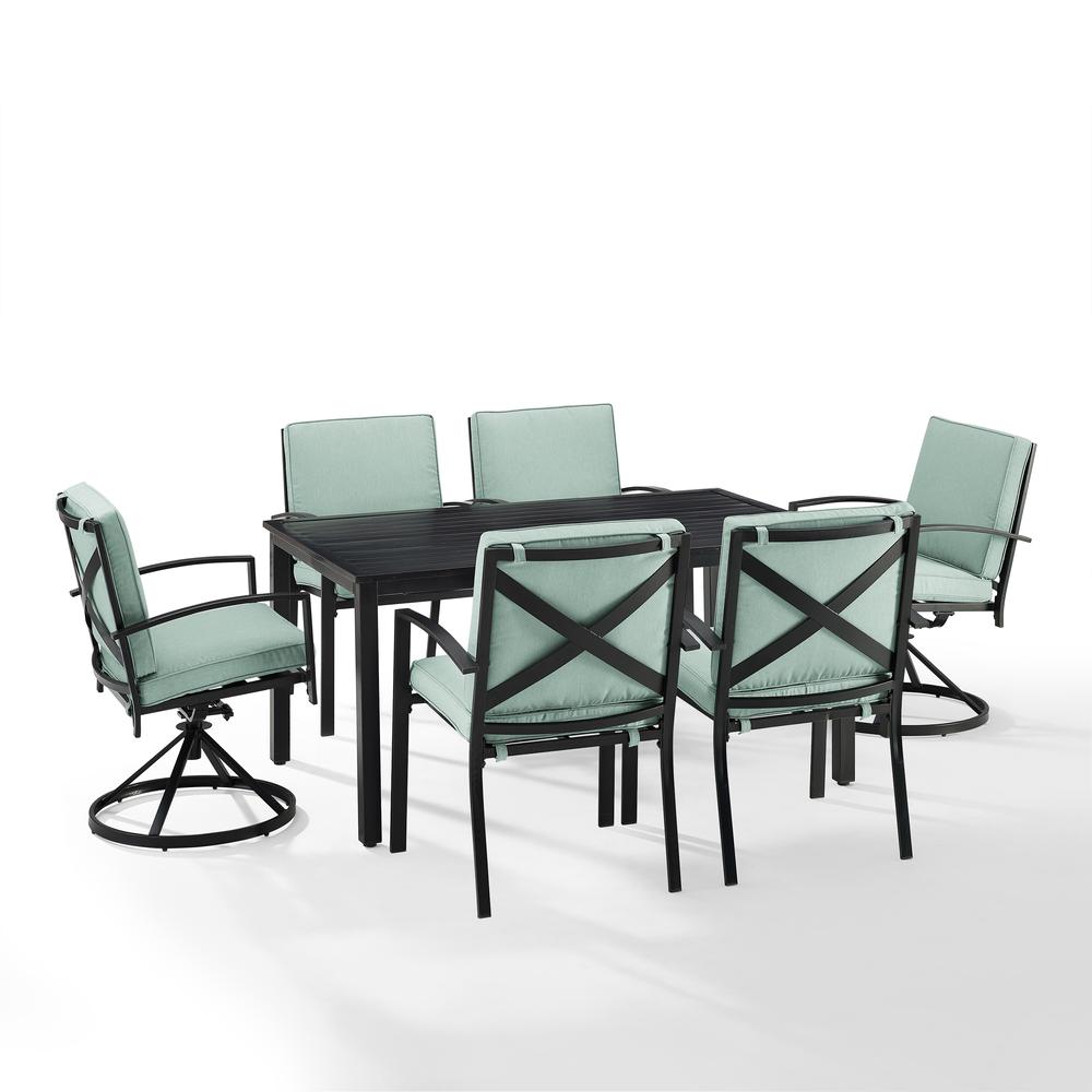 Kaplan 7Pc Outdoor Dining Set - Table, 2 Swivel Chairs, & 4 Regular Chairs. Picture 6
