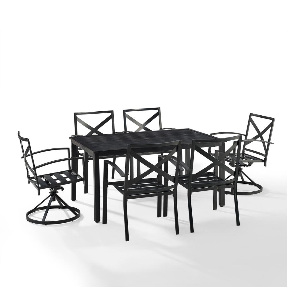 Kaplan 7Pc Outdoor Dining Set - Table, 2 Swivel Chairs, & 4 Regular Chairs. Picture 8