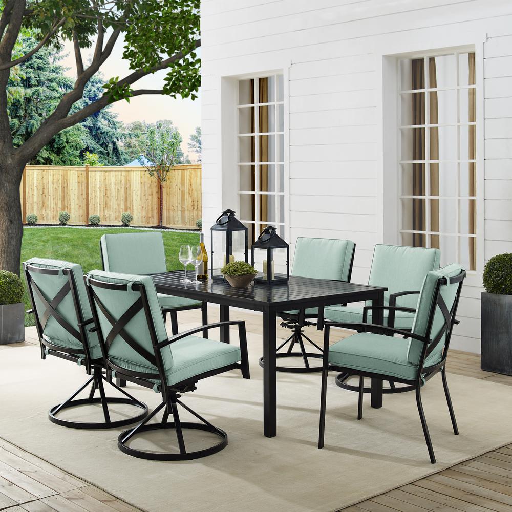 Kaplan 7Pc Outdoor Dining Set Mist/Oil Rubbed Bronze - Table, 4 Swivel Chairs, & 2 Regular Chairs. Picture 2