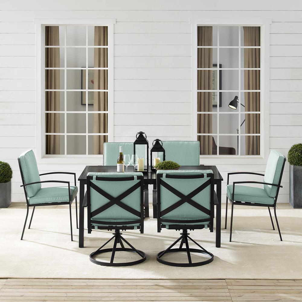 Kaplan 7Pc Outdoor Dining Set Mist/Oil Rubbed Bronze - Table, 4 Swivel Chairs, & 2 Regular Chairs. Picture 3