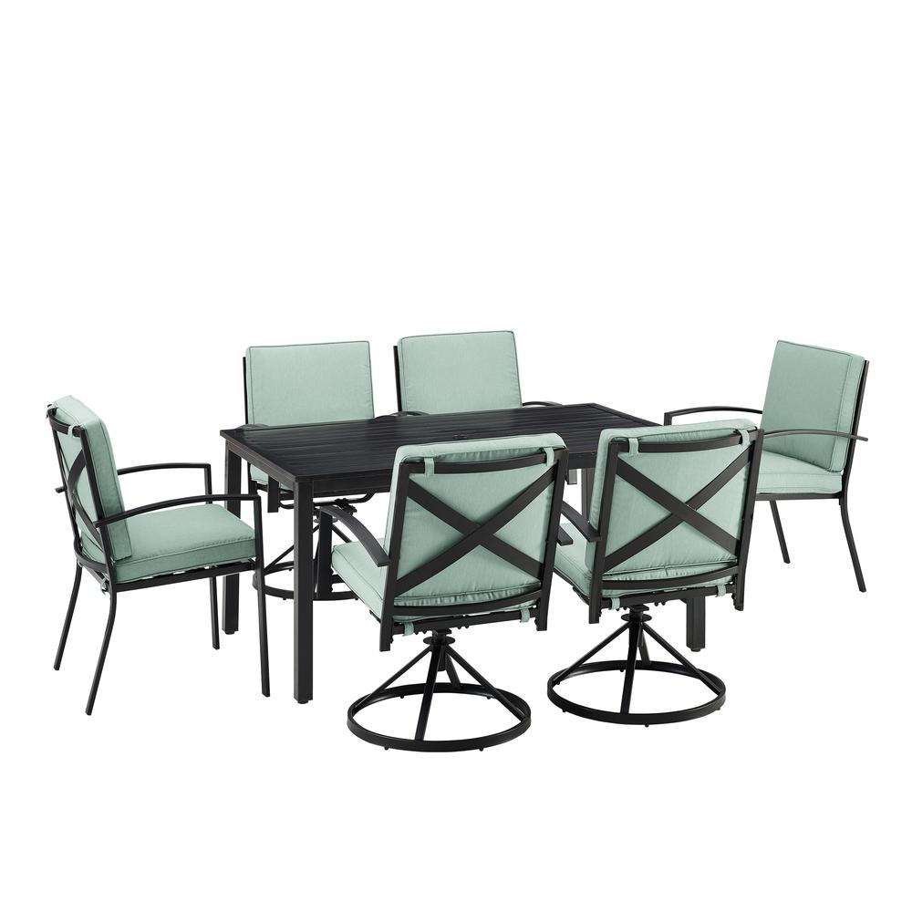 Kaplan 7Pc Outdoor Dining Set Mist/Oil Rubbed Bronze - Table, 4 Swivel Chairs, & 2 Regular Chairs. Picture 1