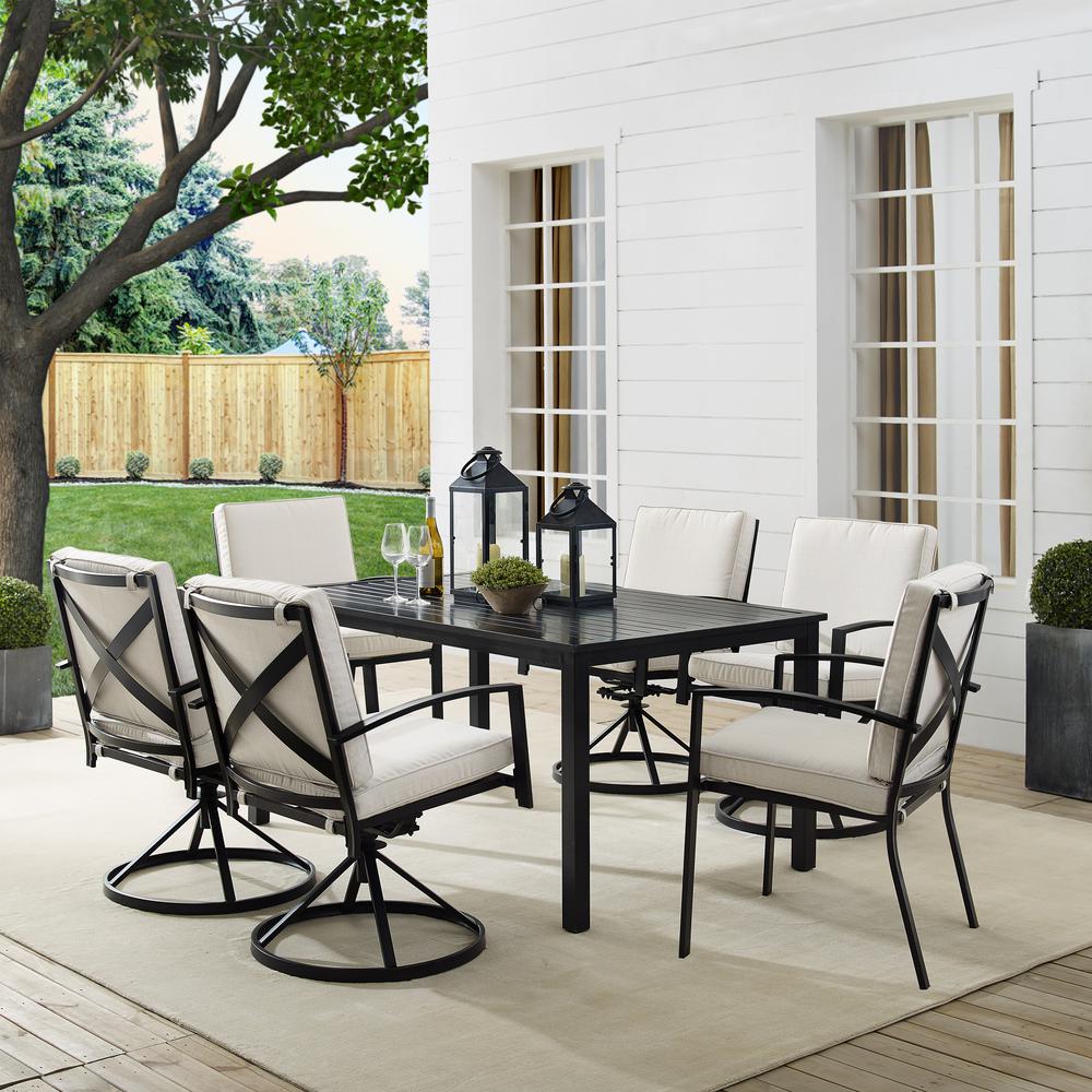 Kaplan 7Pc Outdoor Dining Set - Table, 4 Swivel Chairs, & 2 Regular Chairs. Picture 2
