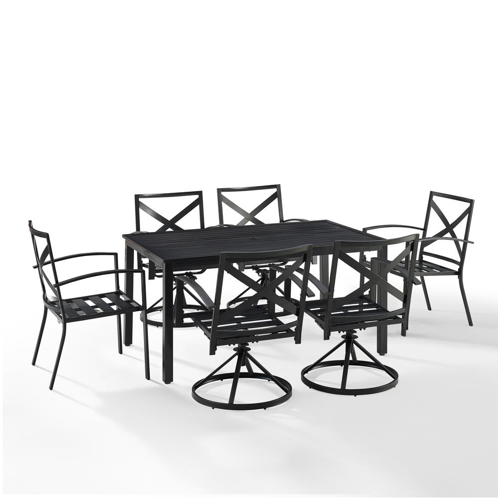 Kaplan 7Pc Outdoor Dining Set - Table, 4 Swivel Chairs, & 2 Regular Chairs. Picture 8