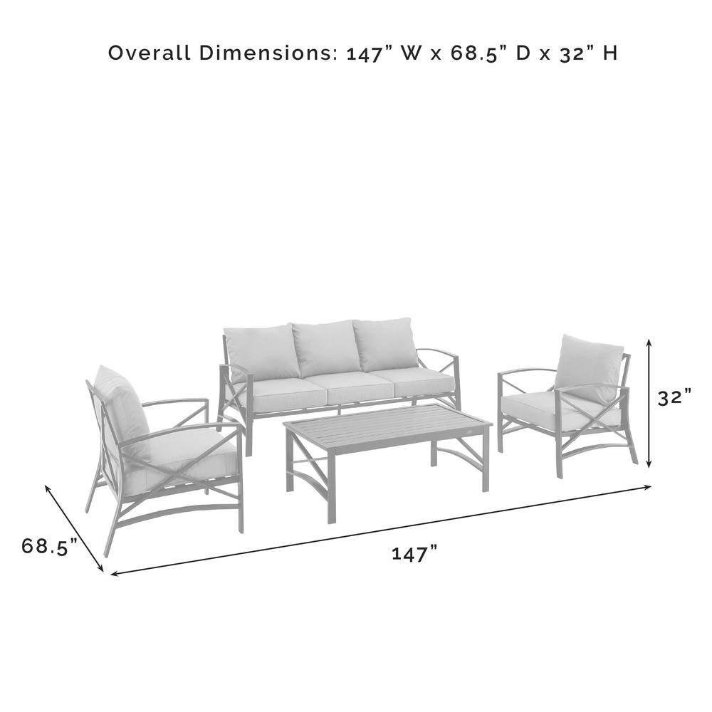 Kaplan 4Pc Outdoor Metal Sofa Set Oatmeal/Oil Rubbed Bronze - Sofa, Coffee Table, & 2 Arm Chairs. Picture 12