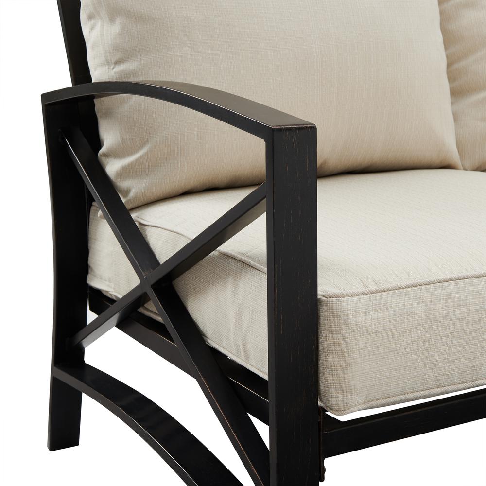Kaplan 4Pc Outdoor Metal Sofa Set Oatmeal/Oil Rubbed Bronze - Sofa, Coffee Table, & 2 Arm Chairs. Picture 2