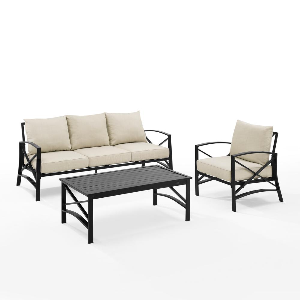 Kaplan 3Pc Outdoor Sofa Patio Furniture Set - Sofa, Arm Chair, & Coffee Table. Picture 1