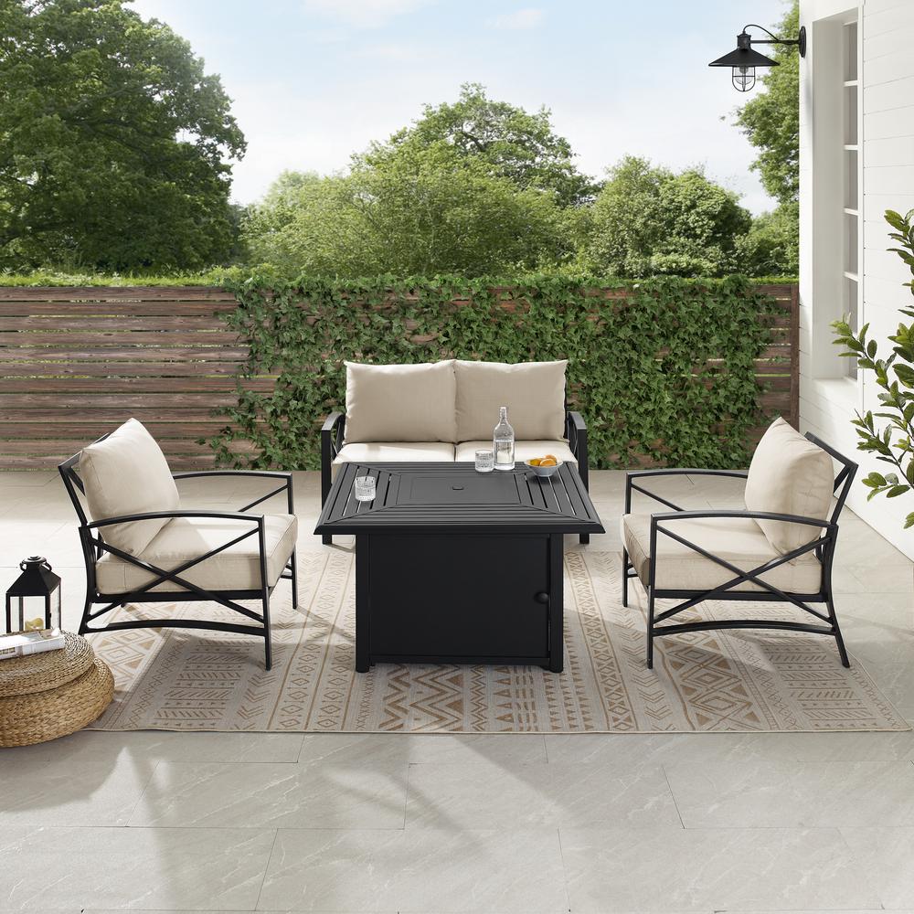 Kaplan 4Pc Outdoor Loveseat Set W/ Fire Table. Picture 5