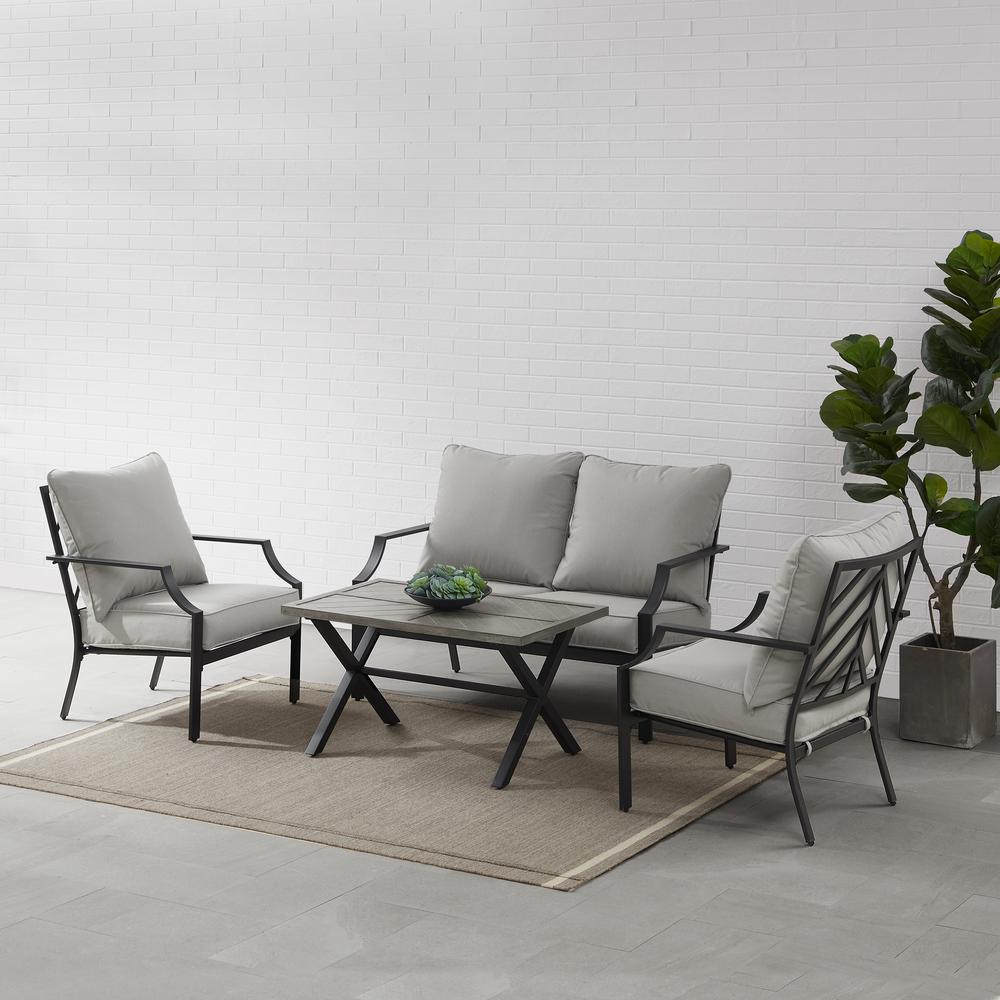 Otto 4Pc Outdoor Loveseat Furniture Set, Loveseat, Coffee Table, & 2 Armchairs. Picture 3