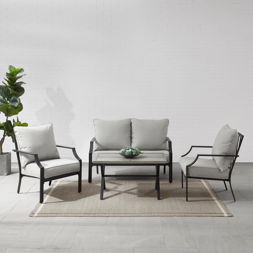 Otto 4Pc Outdoor Loveseat Furniture Set, Loveseat, Coffee Table, & 2 Armchairs. Picture 4