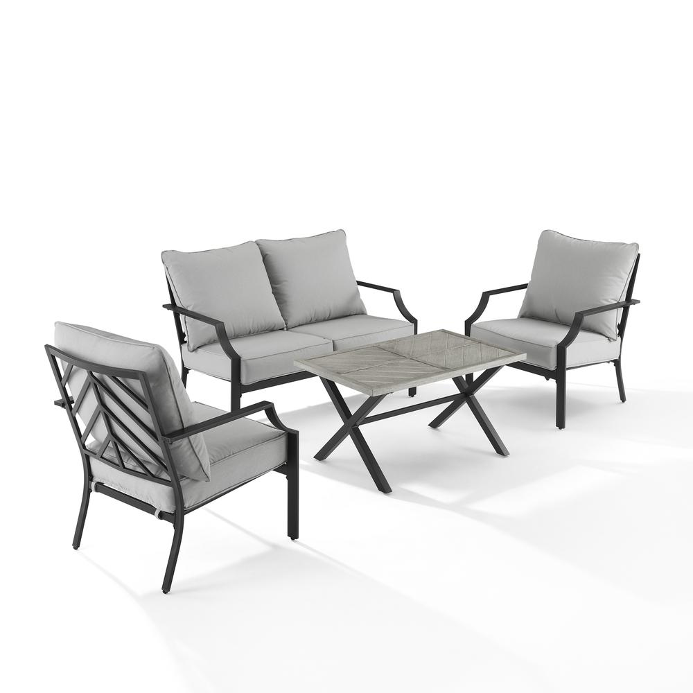 Otto 4Pc Outdoor Loveseat Furniture Set, Loveseat, Coffee Table, & 2 Armchairs. Picture 1