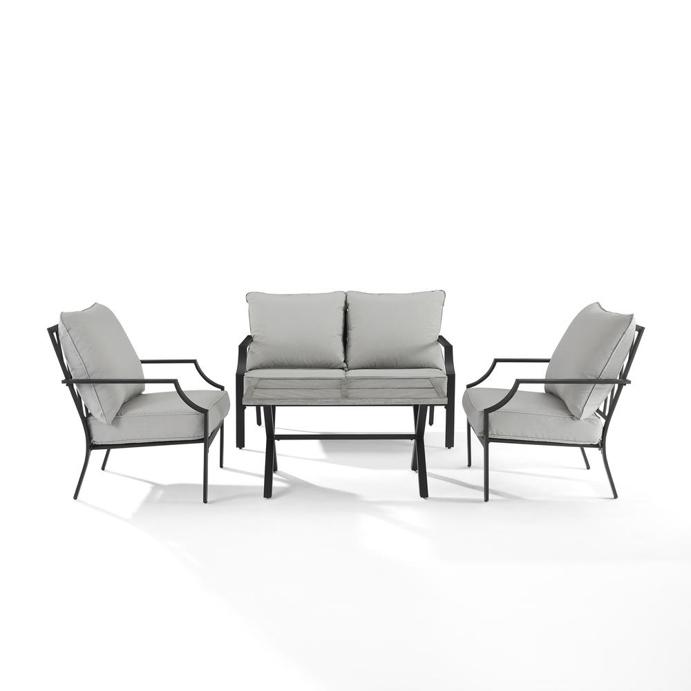 Otto 4Pc Outdoor Loveseat Furniture Set, Loveseat, Coffee Table, & 2 Armchairs. Picture 11