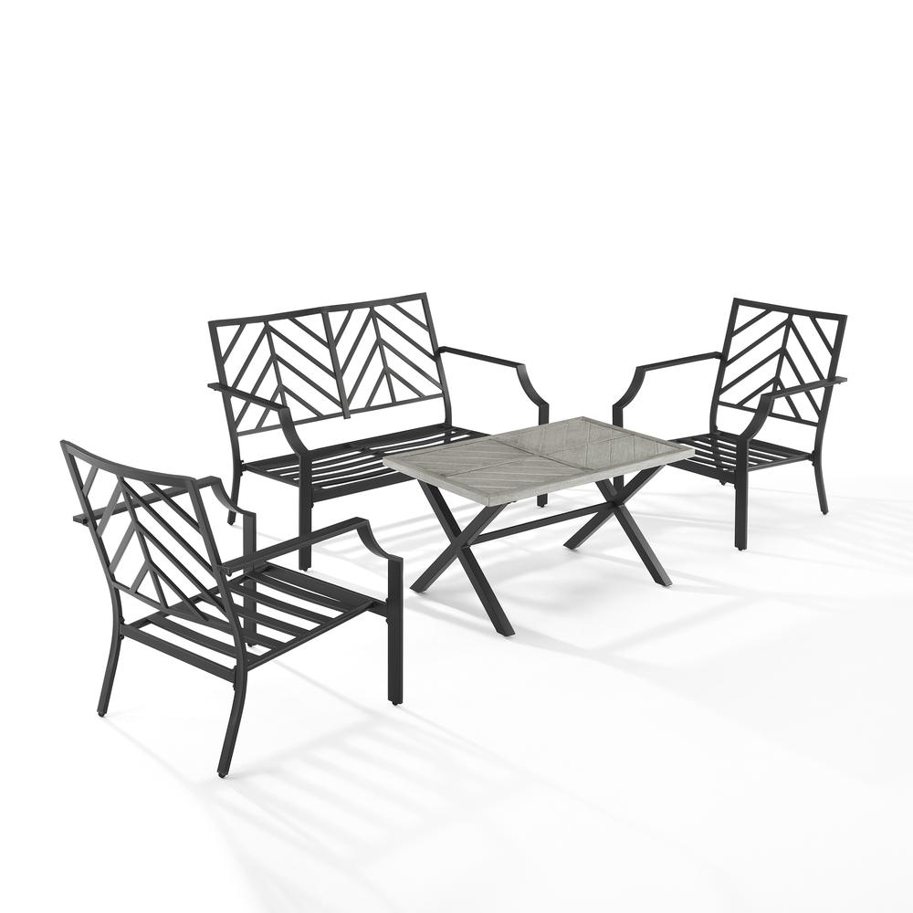 Otto 4Pc Outdoor Loveseat Furniture Set, Loveseat, Coffee Table, & 2 Armchairs. Picture 12