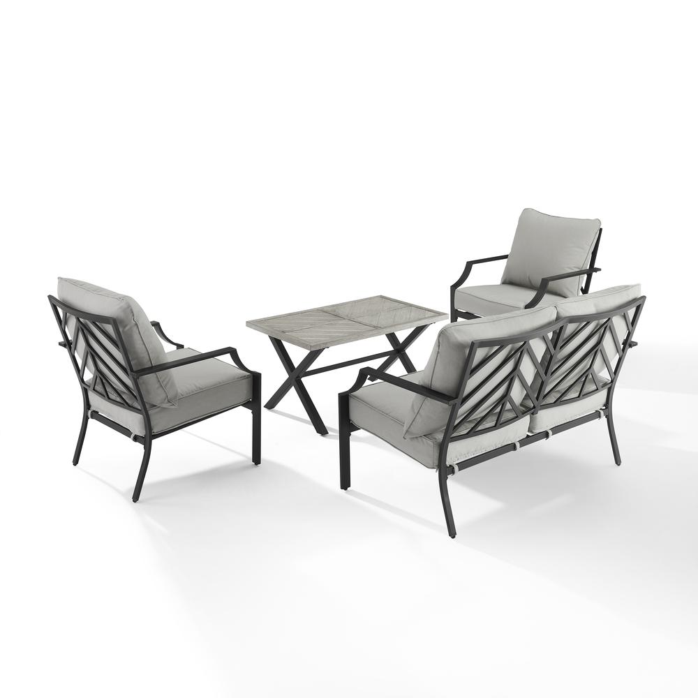 Otto 4Pc Outdoor Loveseat Furniture Set, Loveseat, Coffee Table, & 2 Armchairs. Picture 13