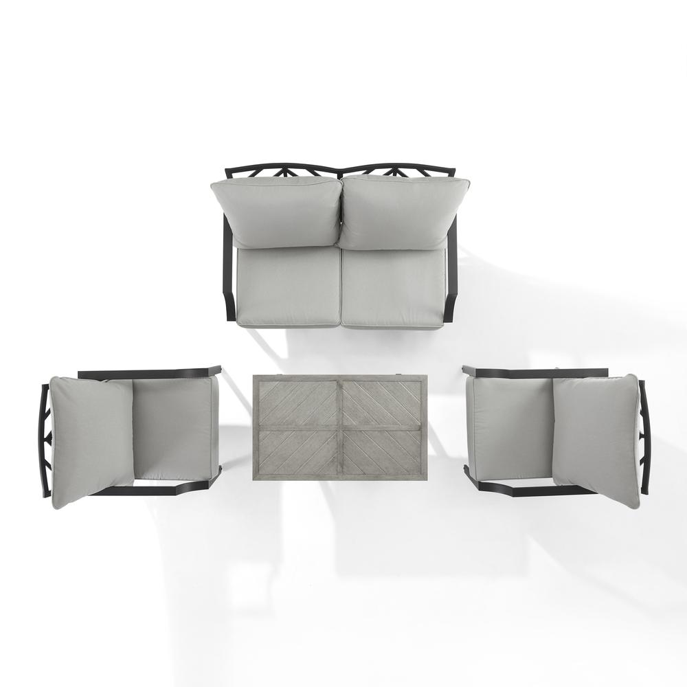 Otto 4Pc Outdoor Loveseat Furniture Set, Loveseat, Coffee Table, & 2 Armchairs. Picture 14