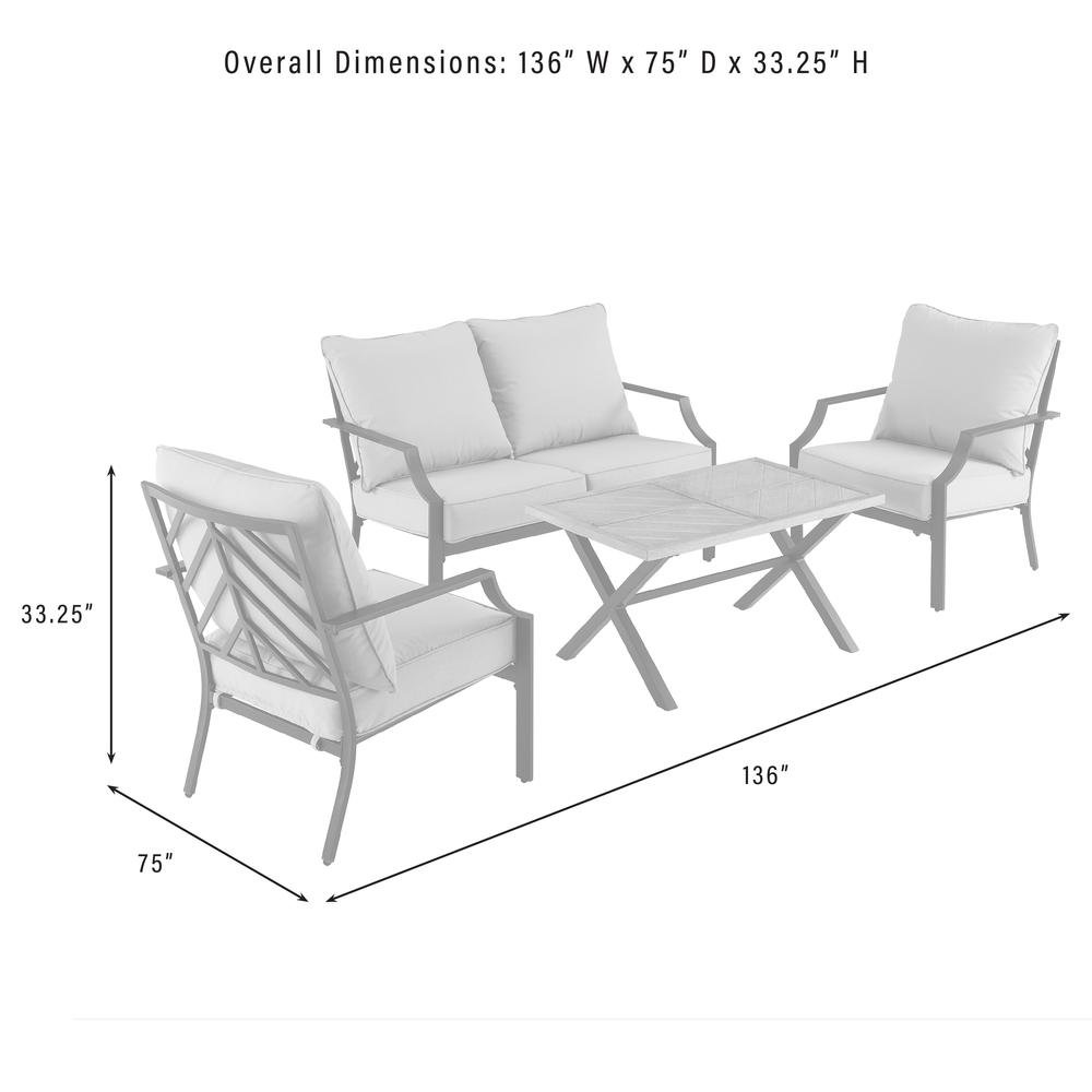 Gray Metal Patio Furniture 4 Piece Set with Loveseat, Chairs and Coffee Table. Picture 8