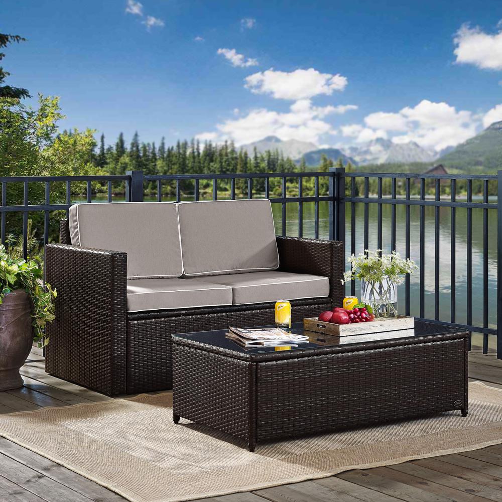 Palm Harbor 2Pc Outdoor Loveseat Patio Furniture Set, Loveseat & Coffee Table. Picture 2