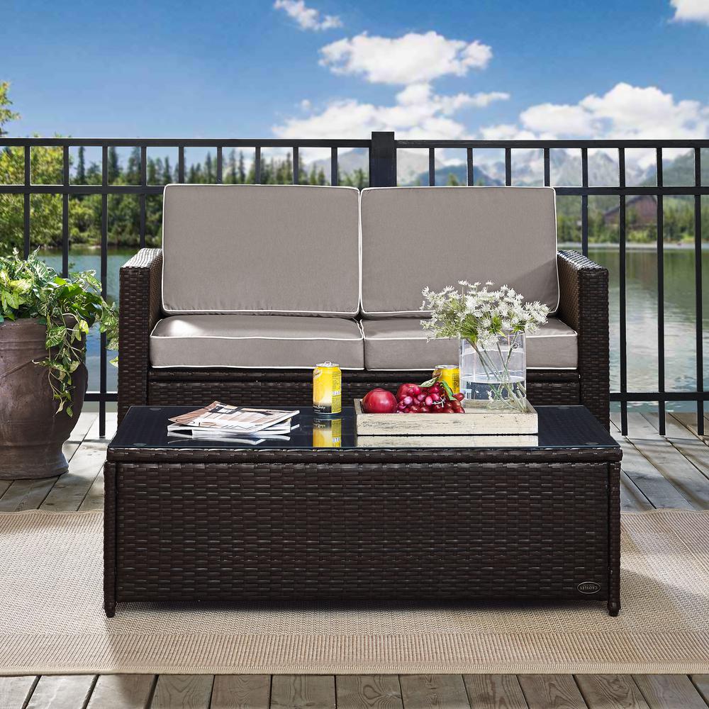 Palm Harbor 2Pc Outdoor Loveseat Patio Furniture Set, Loveseat & Coffee Table. Picture 3