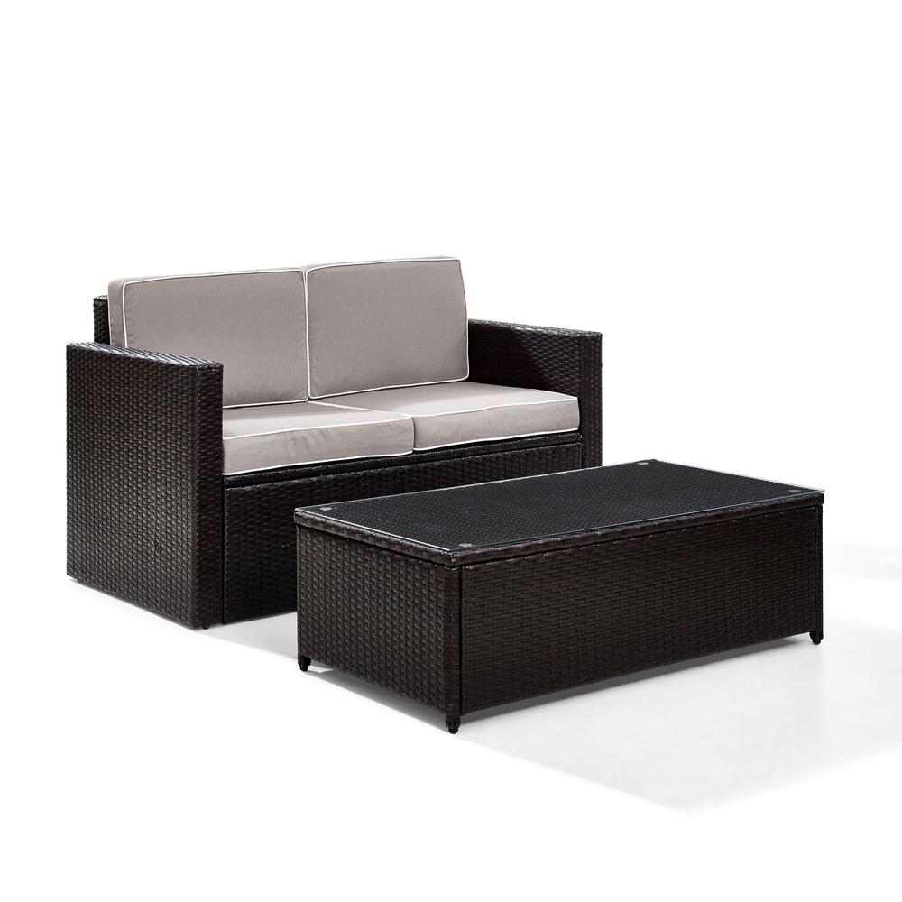 Palm Harbor 2Pc Outdoor Loveseat Patio Furniture Set, Loveseat & Coffee Table. Picture 1