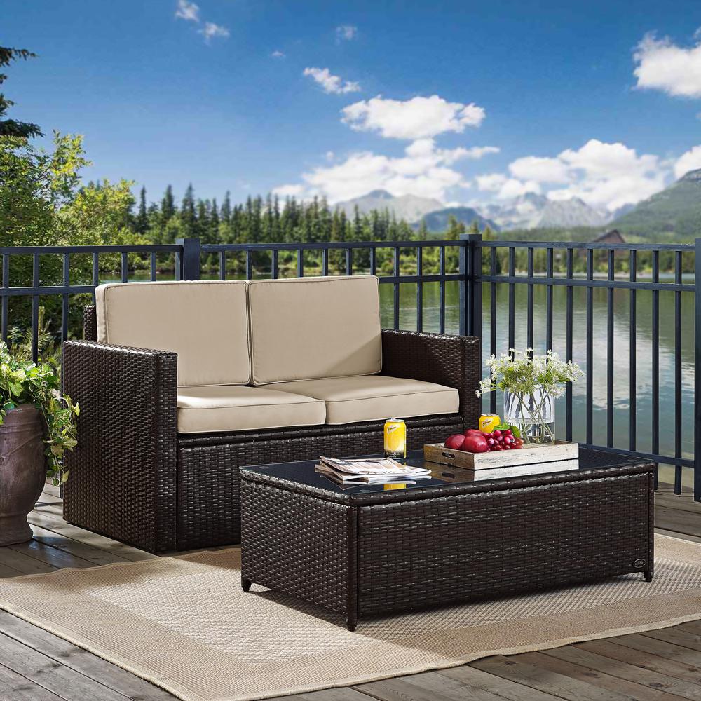 Palm Harbor 2Pc Outdoor Loveseat Patio Furniture Set, Loveseat & Coffee Table. Picture 2