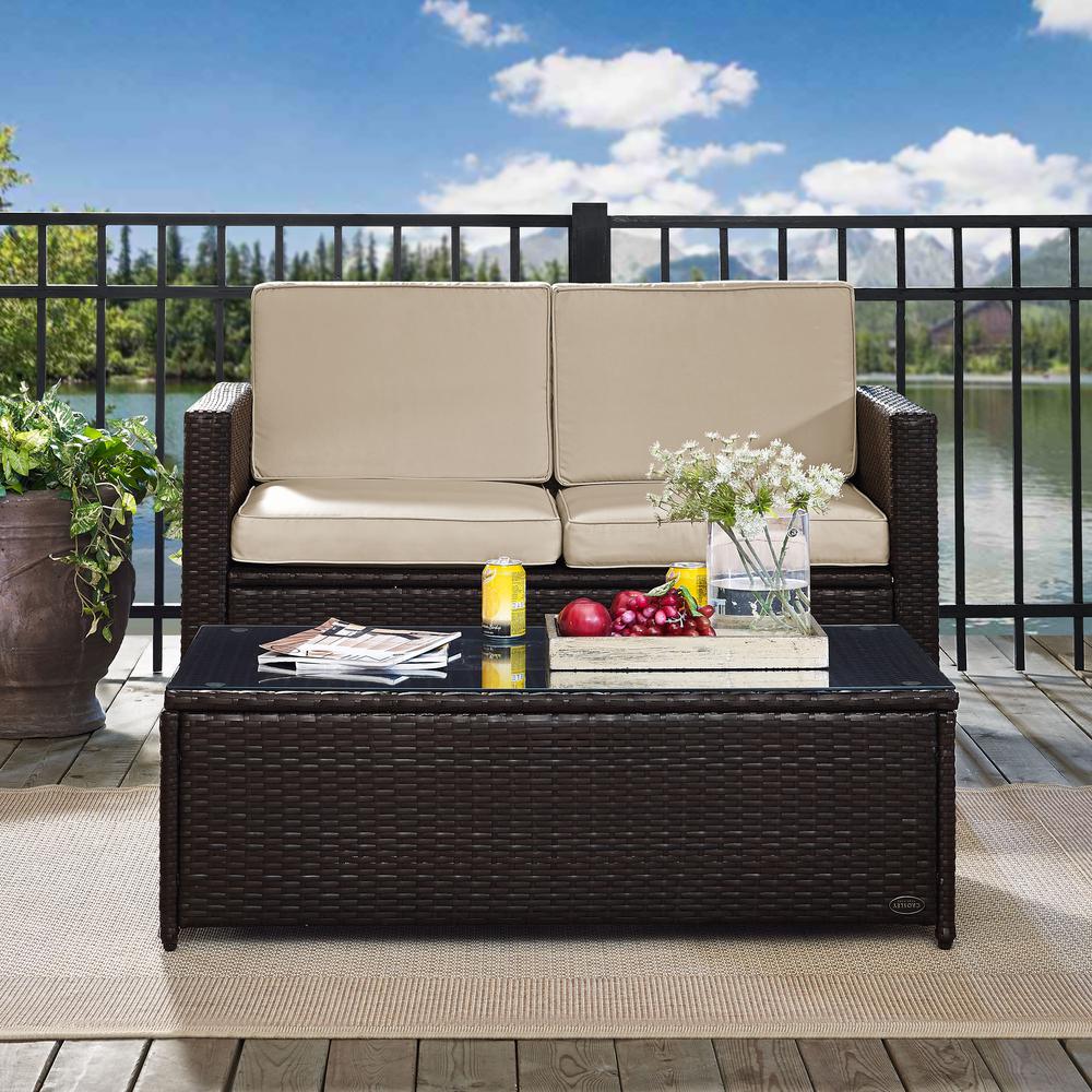 Palm Harbor 2Pc Outdoor Loveseat Patio Furniture Set, Loveseat & Coffee Table. Picture 3