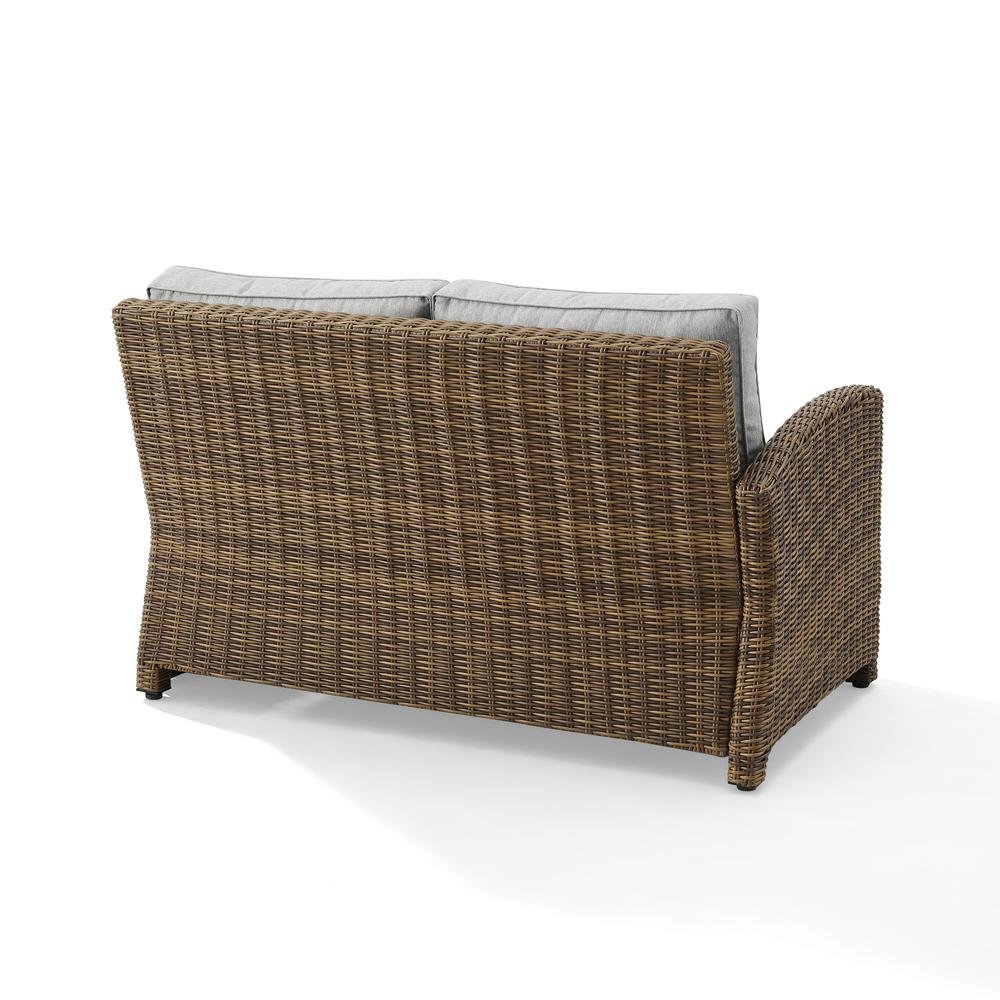 Left Side Outdoor Sectional Sofa with Brown Rattan and Gray Cushions. Picture 5