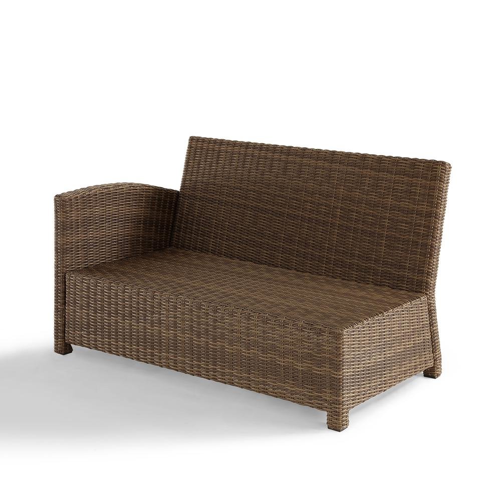 Left Side Outdoor Sectional Sofa with Brown Rattan and Gray Cushions. Picture 6