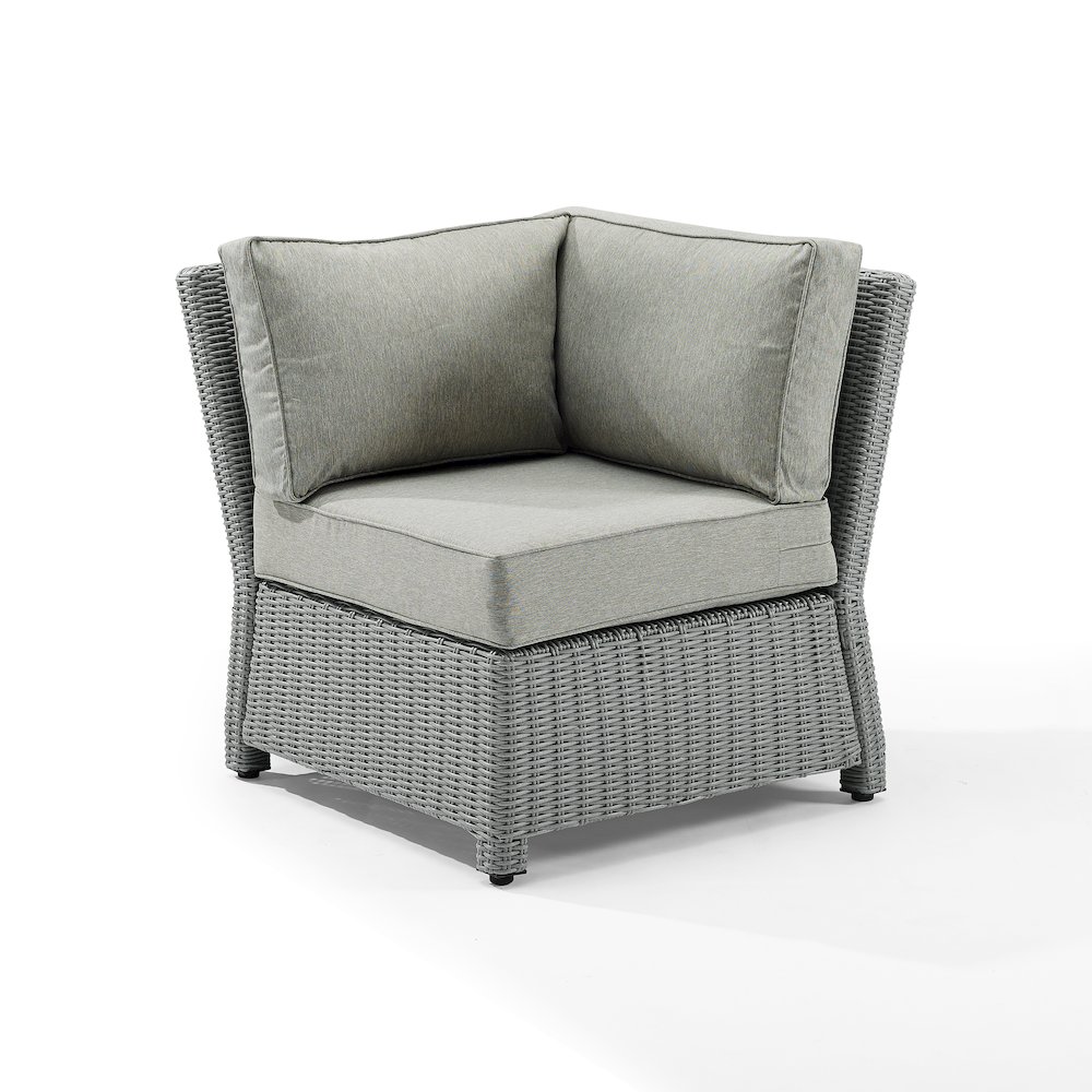 Bradenton Outdoor Wicker Sectional Corner Chair Gray/Gray. Picture 7