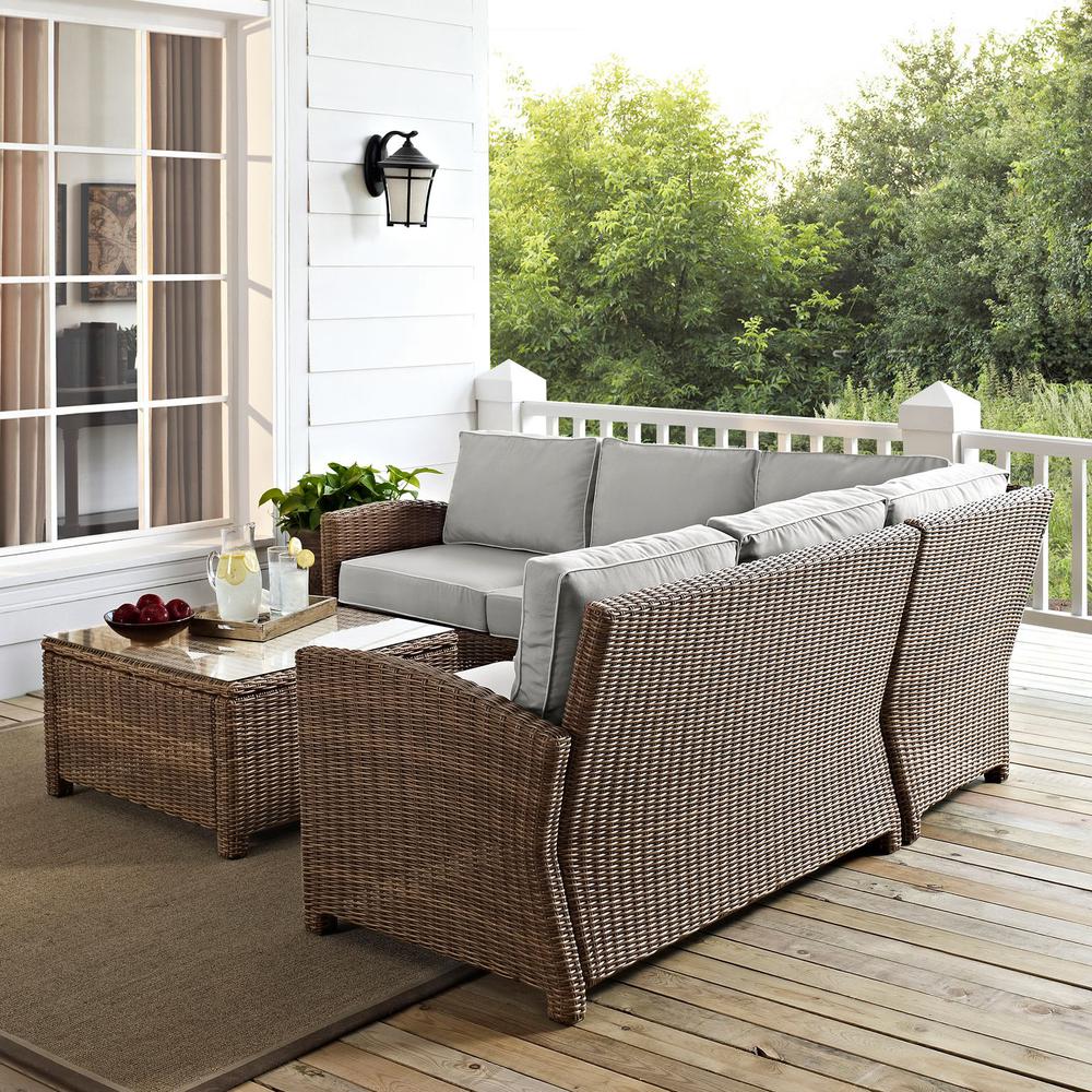 4Pc Outdoor Sectional Set, Right&Left Loveseat, Corner Chair, Coffee Table. Picture 2