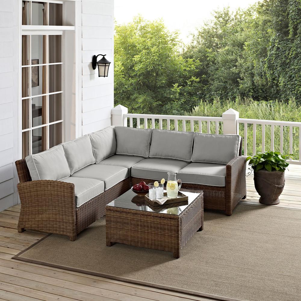 4Pc Outdoor Sectional Set, Right&Left Loveseat, Corner Chair, Coffee Table. Picture 11