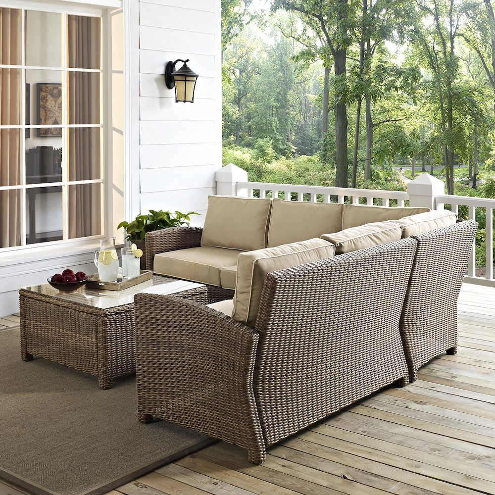 4Pc Outdoor Furniture Set, Right & Left Loveseat, Corner Chair, Coffee Table. Picture 6