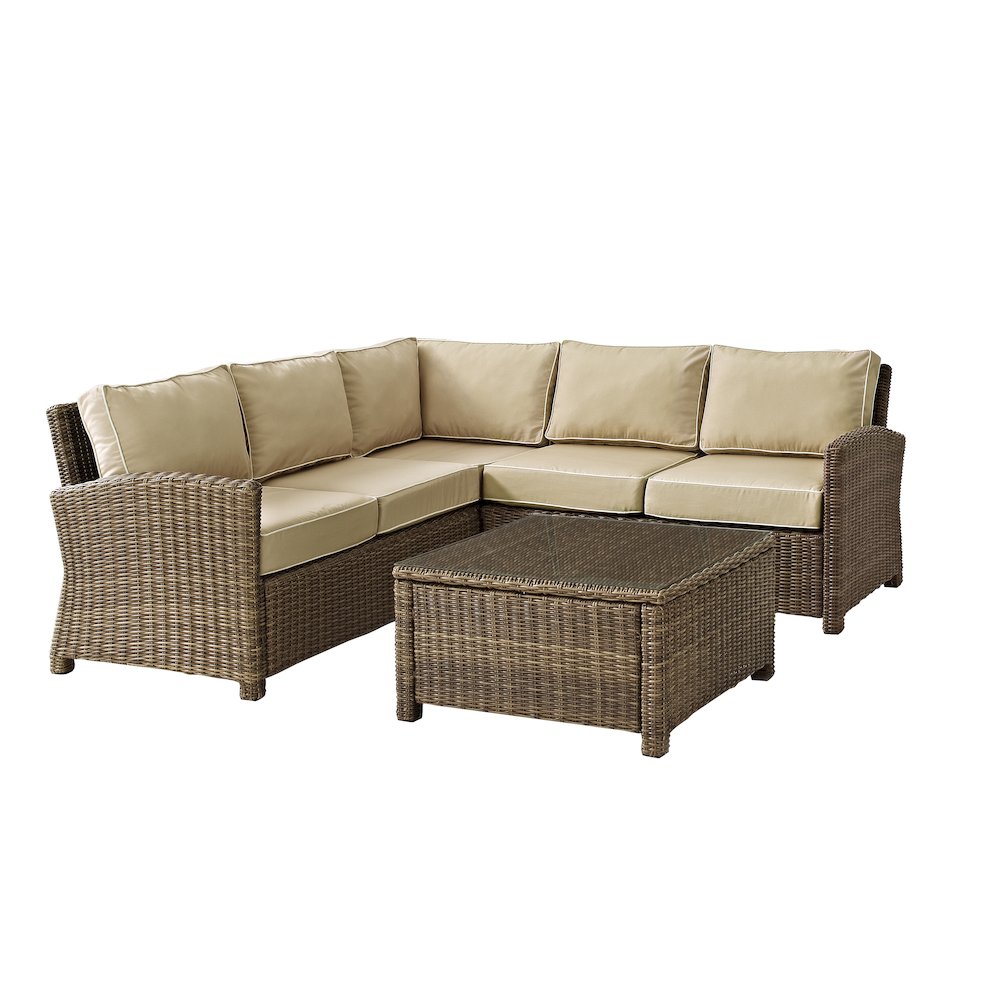 4Pc Outdoor Furniture Set, Right & Left Loveseat, Corner Chair, Coffee Table. Picture 1