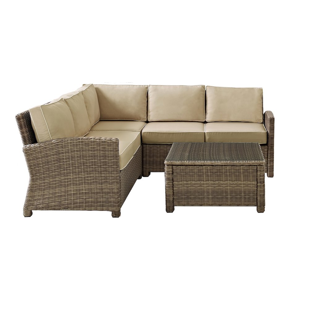 4Pc Outdoor Furniture Set, Right & Left Loveseat, Corner Chair, Coffee Table. Picture 2