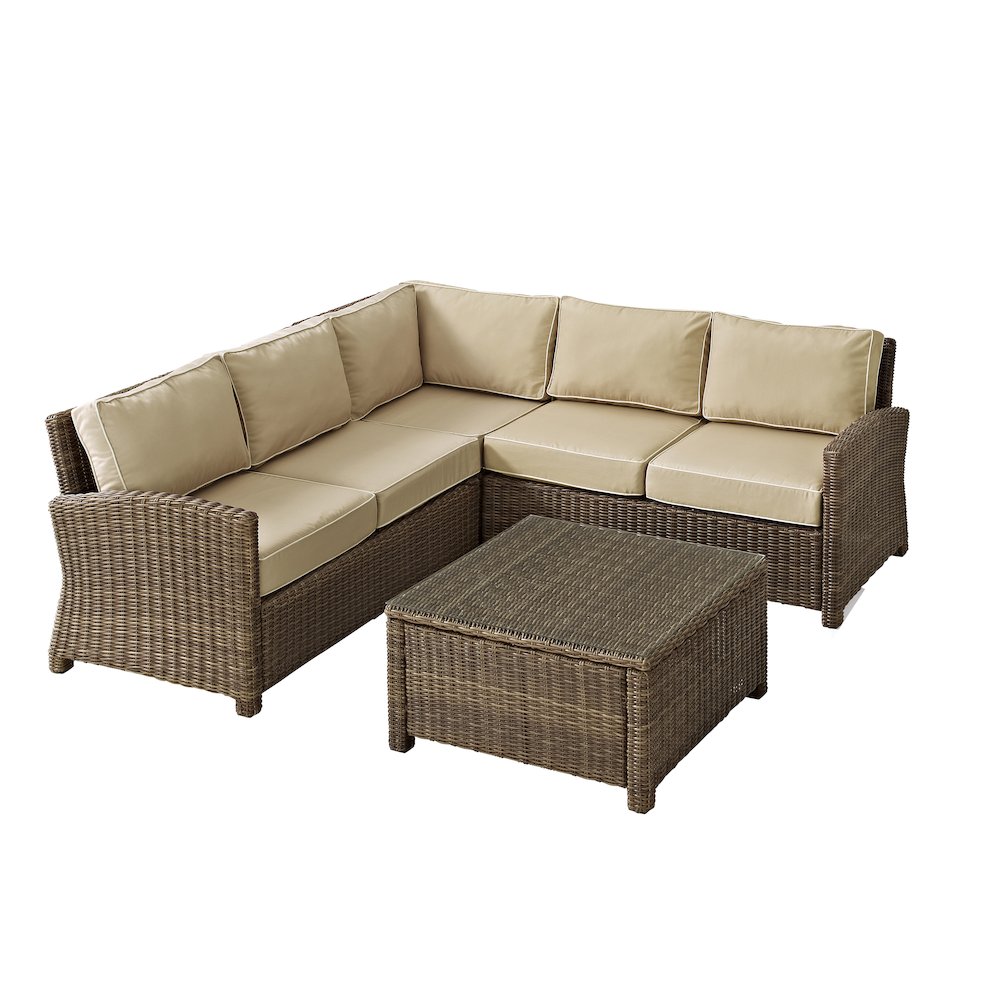 4Pc Outdoor Furniture Set, Right & Left Loveseat, Corner Chair, Coffee Table. Picture 3