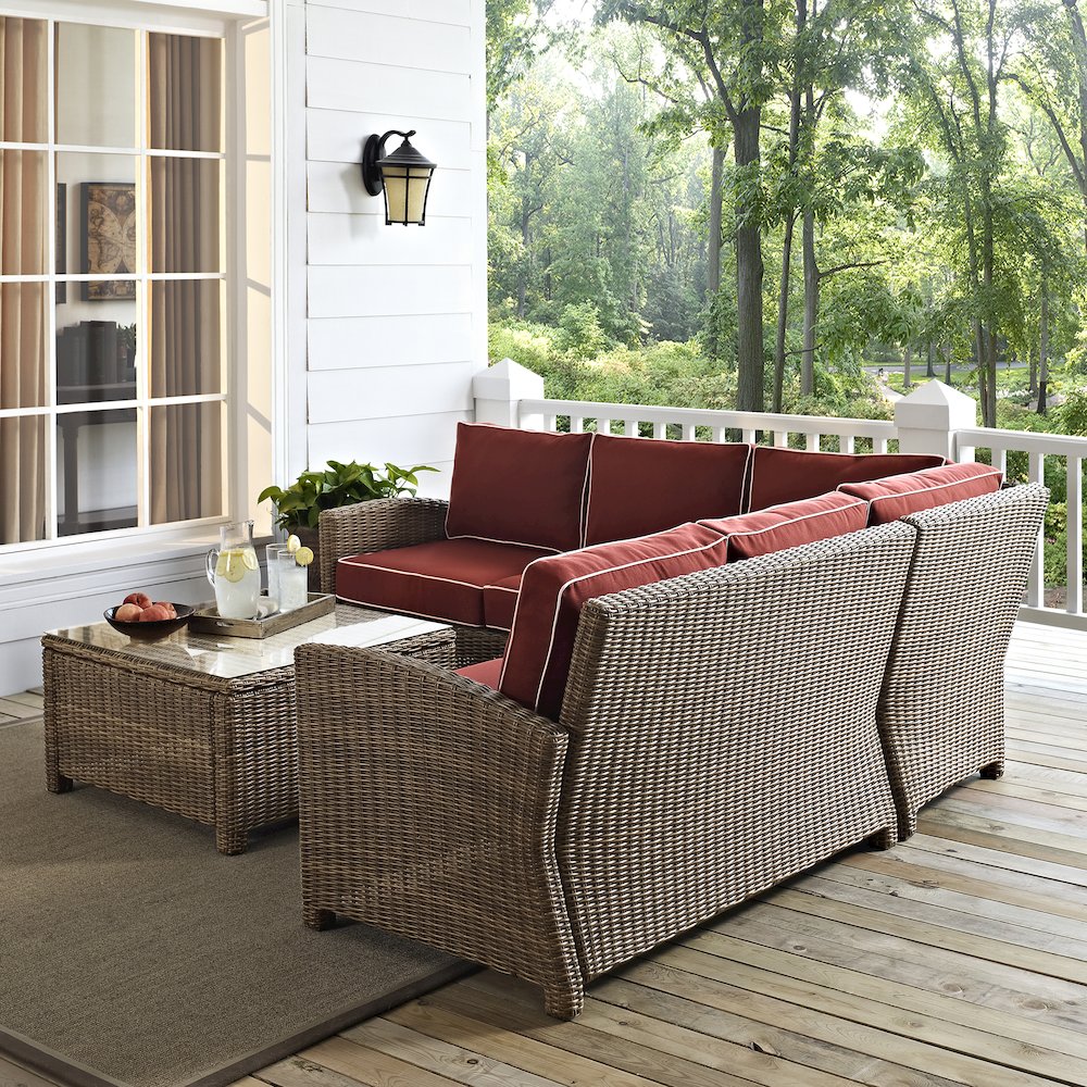 4Pc Outdoor Furniture Set, Right & Left Loveseat, Corner Chair, Coffee Table. Picture 17