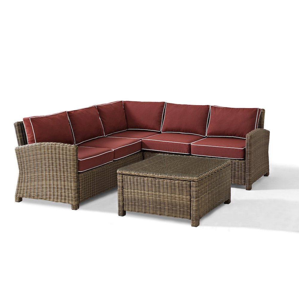 4Pc Outdoor Furniture Set, Right & Left Loveseat, Corner Chair, Coffee Table. Picture 1
