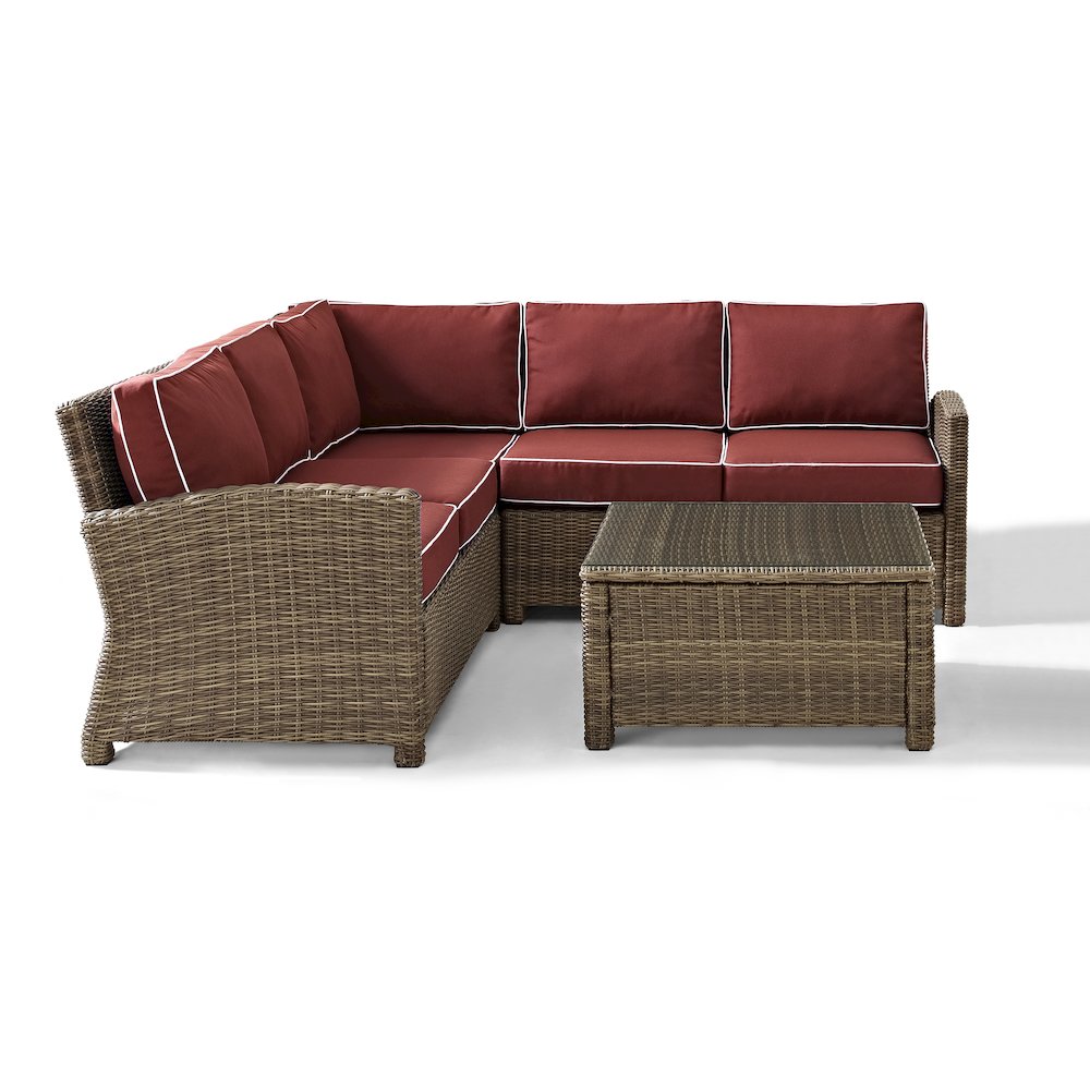 4Pc Outdoor Furniture Set, Right & Left Loveseat, Corner Chair, Coffee Table. Picture 18