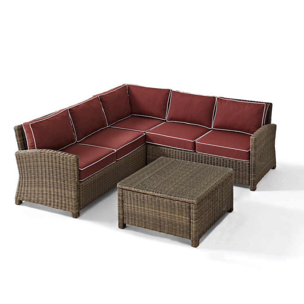 4Pc Outdoor Furniture Set, Right & Left Loveseat, Corner Chair, Coffee Table. Picture 19