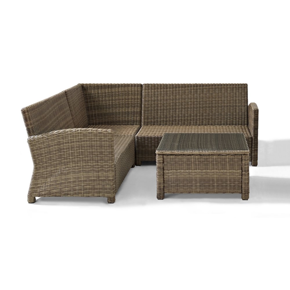 4Pc Outdoor Furniture Set, Right & Left Loveseat, Corner Chair, Coffee Table. Picture 2