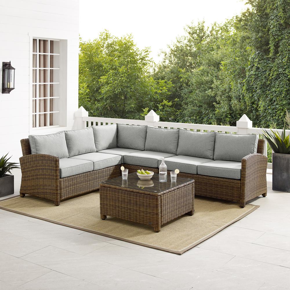 5Pc Outdoor Furniture Set,Left&Right Loveseat, Corner&Center Chair, Coffee Table. Picture 2