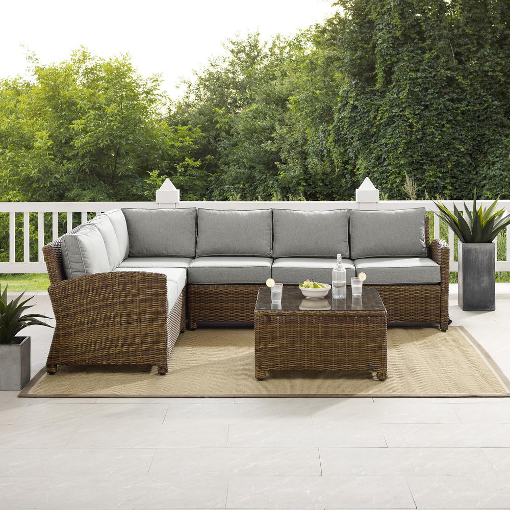 5Pc Outdoor Furniture Set,Left&Right Loveseat, Corner&Center Chair, Coffee Table. Picture 3