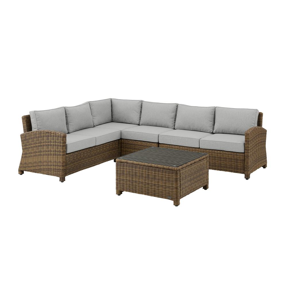 5Pc Outdoor Furniture Set,Left&Right Loveseat, Corner&Center Chair, Coffee Table. Picture 1