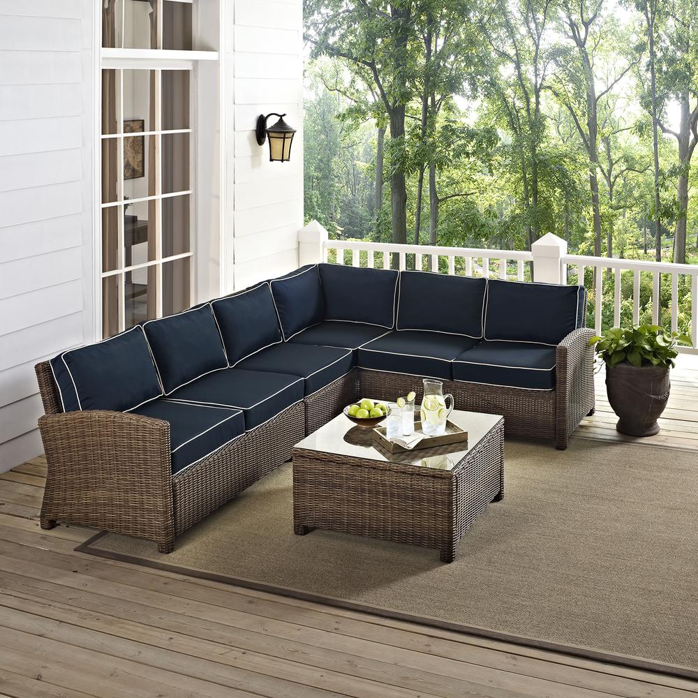 Bradenton 5Pc Wicker Outdoor Sectional Patio Furniture Set. Picture 26