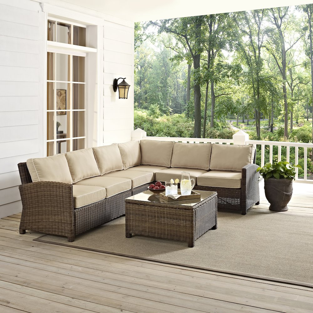 5Pc Outdoor Furniture Set,Right&Left Loveseat, Corner&Center Chair, Coffee Table. Picture 16