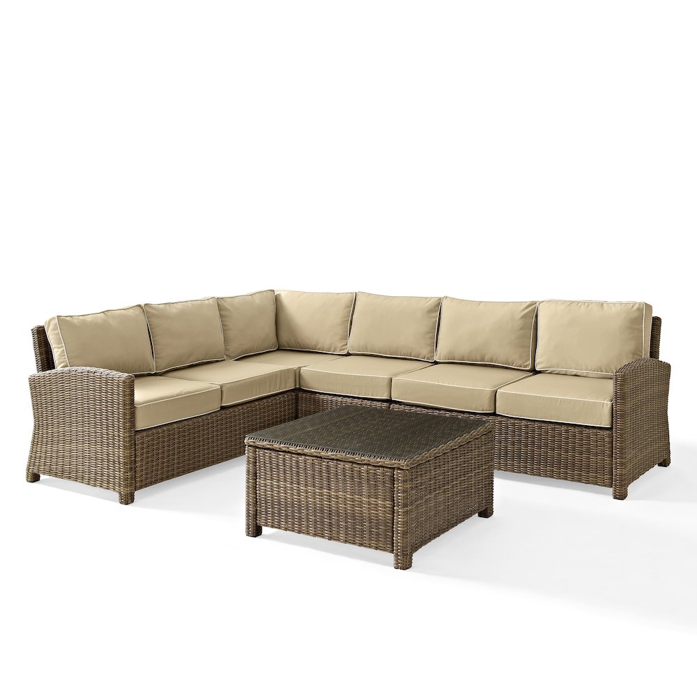 5Pc Outdoor Furniture Set,Right&Left Loveseat, Corner&Center Chair, Coffee Table. Picture 1