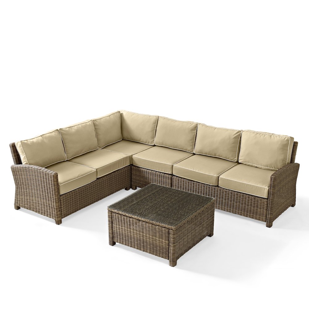 5Pc Outdoor Furniture Set,Right&Left Loveseat, Corner&Center Chair, Coffee Table. Picture 19