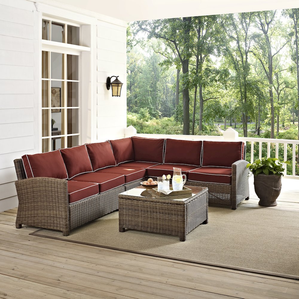 Bradenton 5Pc Wicker Outdoor Sectional Patio Furniture Set. Picture 5